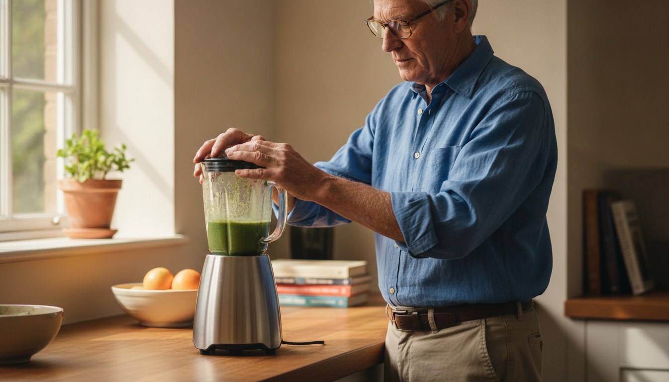 Premium countertop blender with a heavy motor base next to a compact personal blender, comparing whether expensive blenders are worth the money