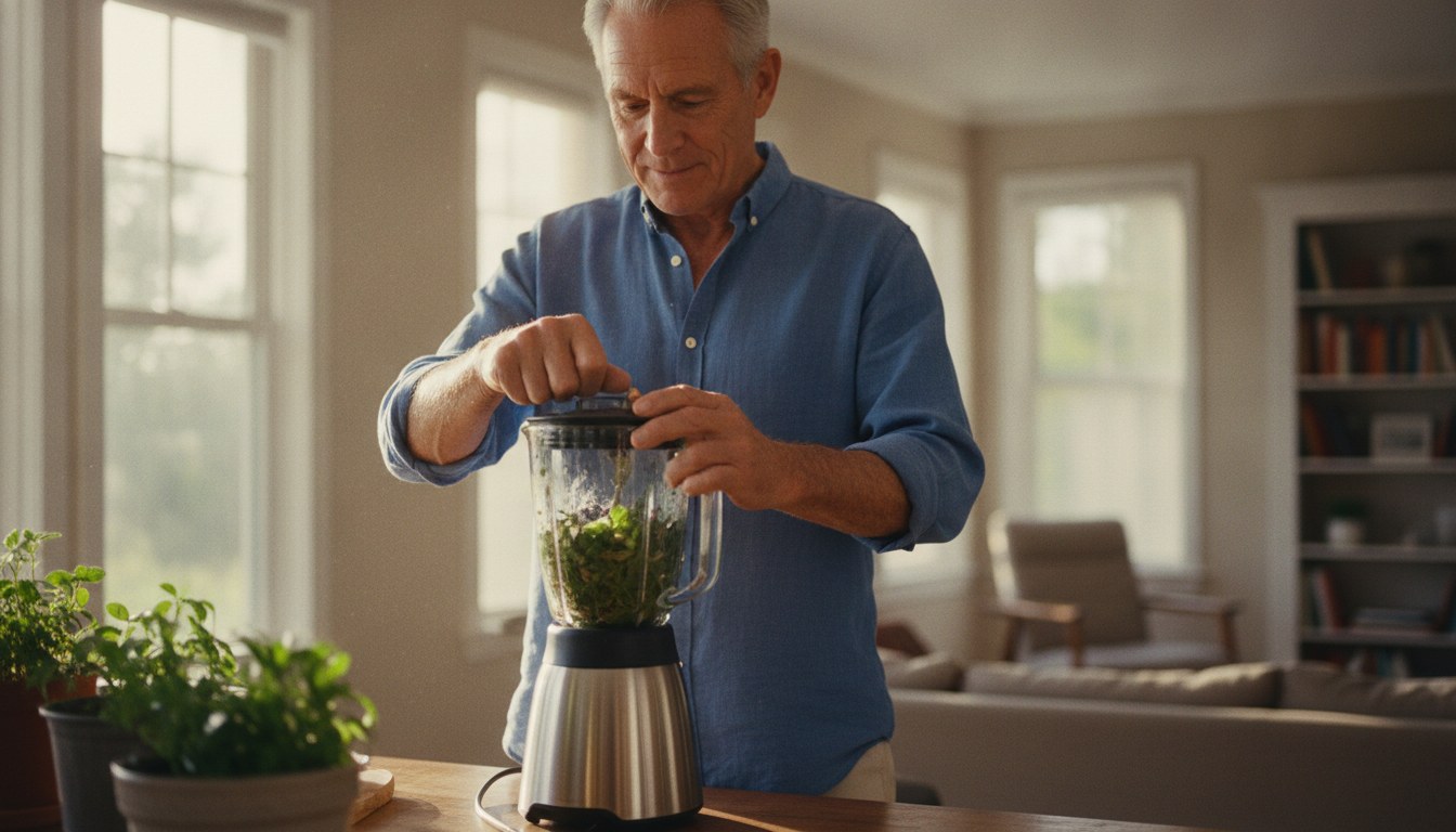 Full-size countertop blender with a high-wattage motor base, illustrating how many watts a blender needs for tougher blending jobs
