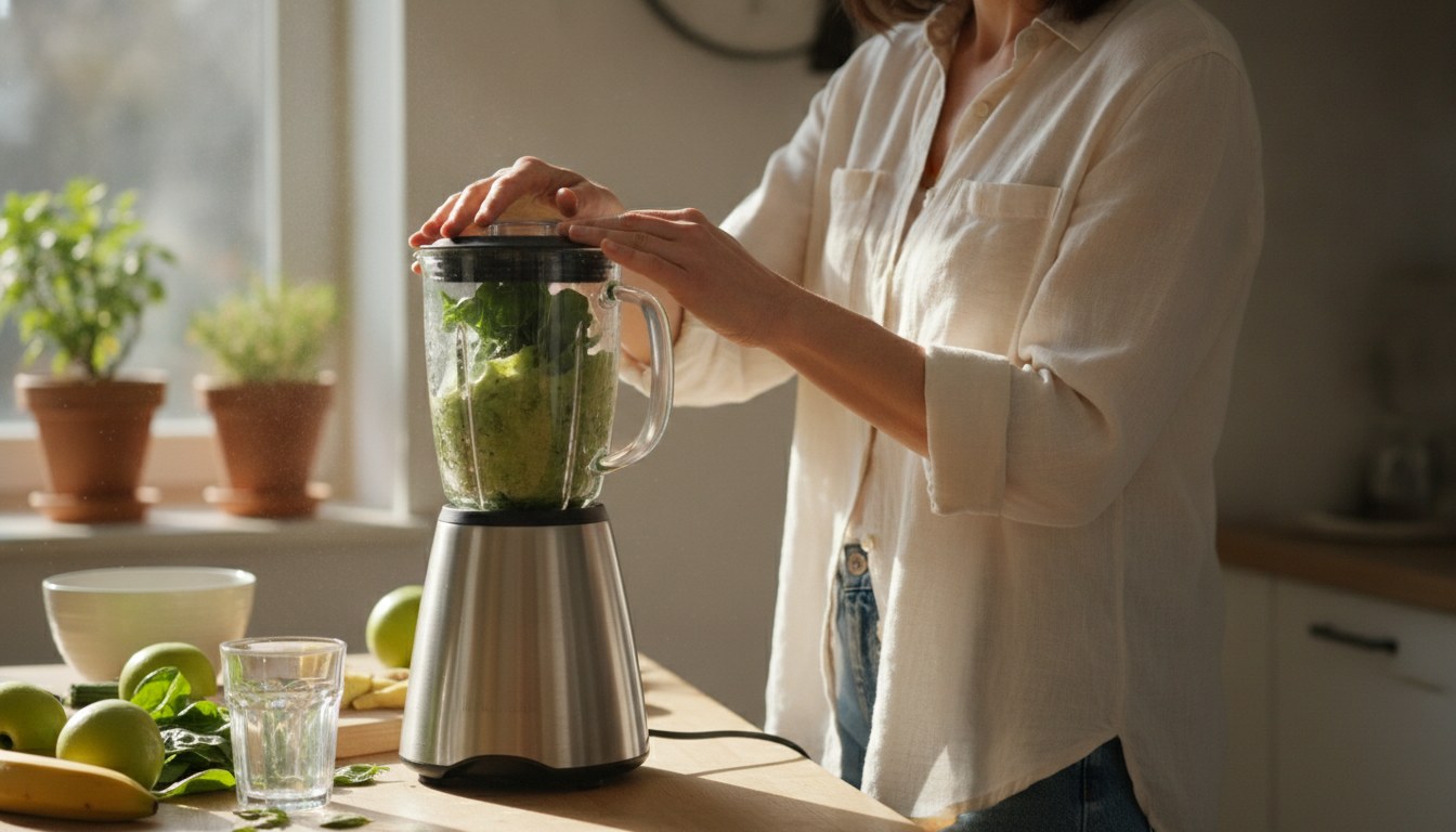 A countertop jar blender next to a handheld immersion blender, illustrating how to choose a blender for smoothies versus soups