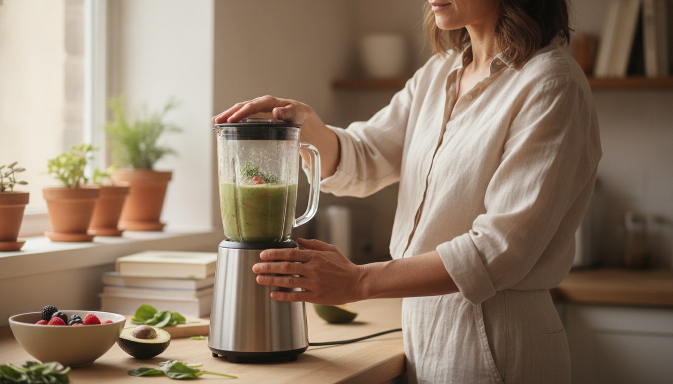 Ninja and Vitamix blenders side by side on a kitchen counter, illustrating the Ninja vs Vitamix blender comparison
