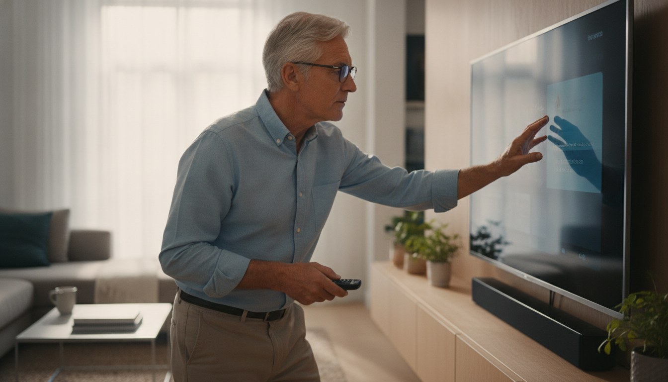 Adjusting smart TV settings to change after setup, using a remote control to switch away from the factory Vivid preset