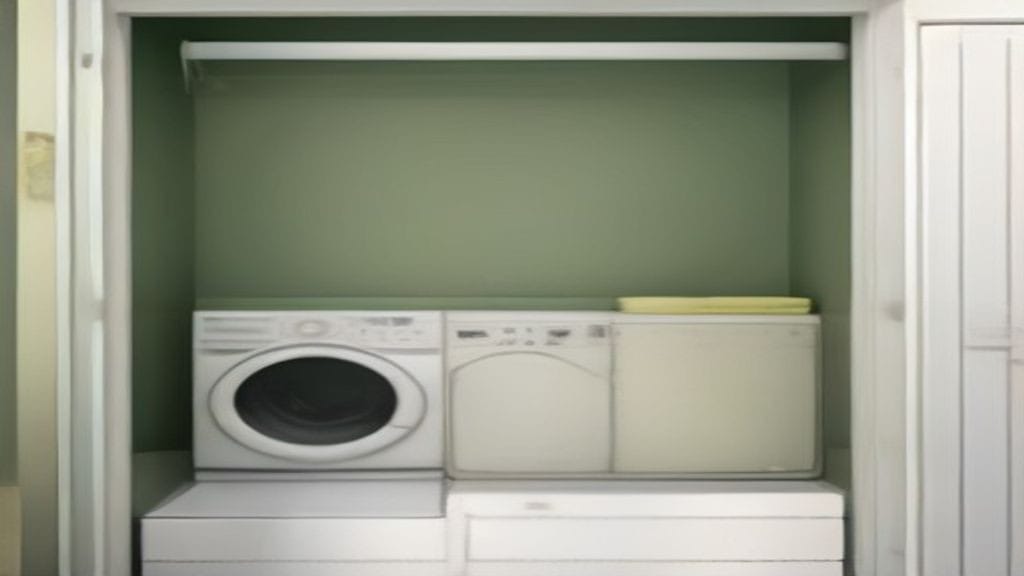 Two white pillows tumbling in an open dryer drum with two tennis balls, the low-heat setup for drying pillows in a dryer
